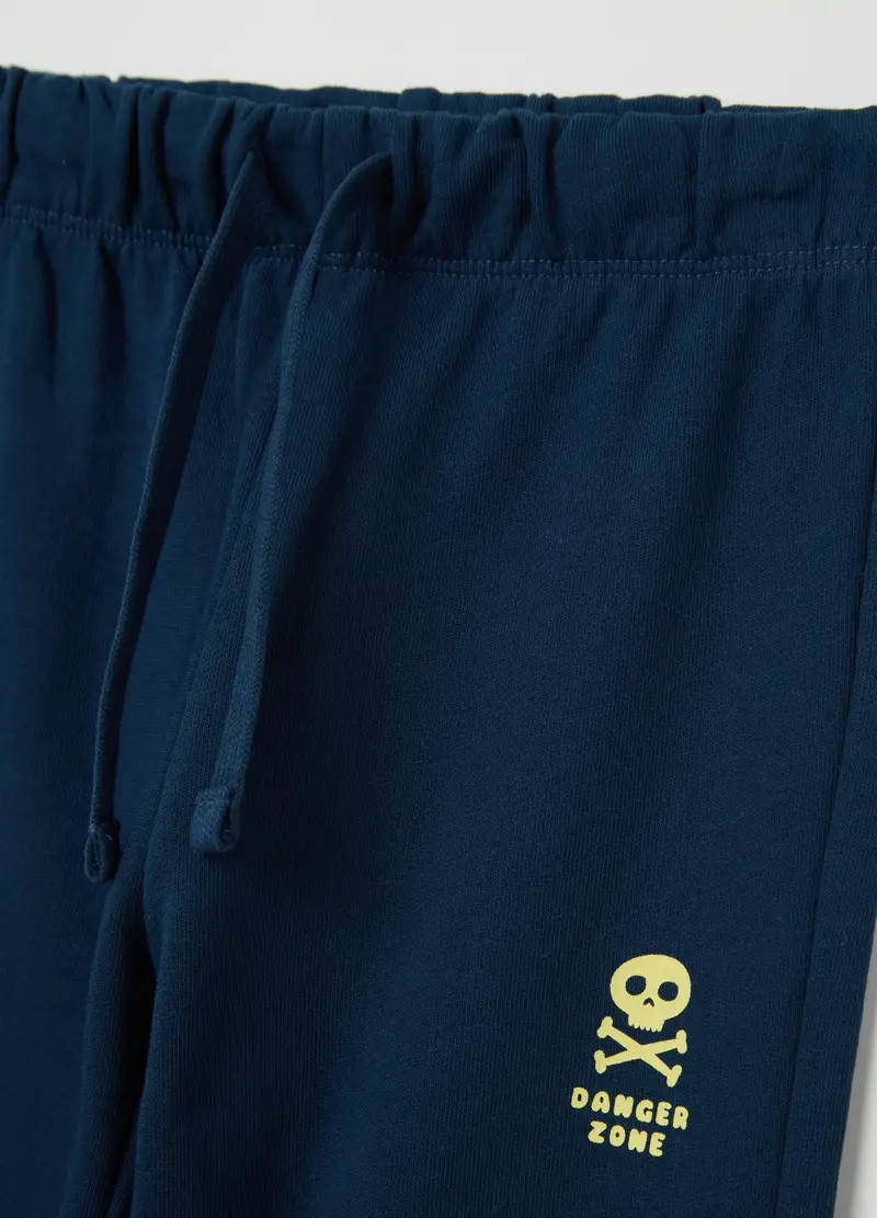 Joggers Blu In Cotone Con Coulisse E Stampa, Bambino, Blu miniatura 3