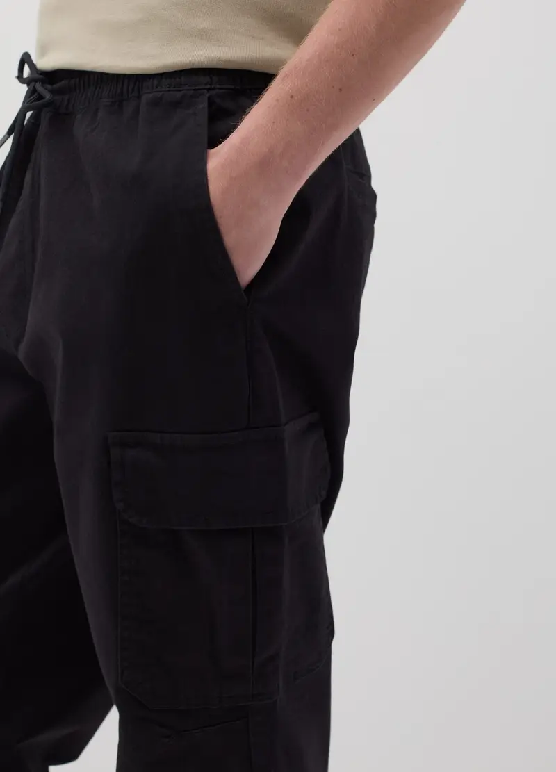 OVS, Joggers Cargo Neri Con Coulisse, Uomo, Nero, Taglia: XS miniatura 3