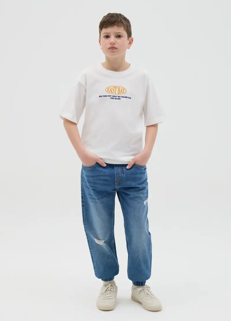 OVS, Joggers Carrot Fit In Denim Con Coulisse, Bambino, Denim, Taglia: 10-11