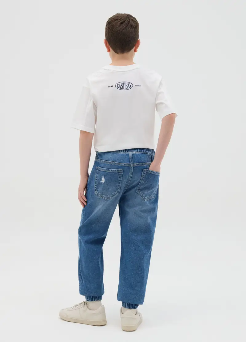 OVS, Joggers Carrot Fit In Denim Con Coulisse, Bambino, Denim, Taglia: 10-11 miniatura 2