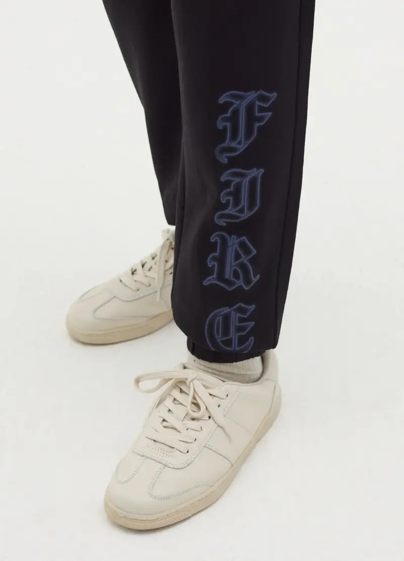 Joggers Con Coulisse E Stampa "fire", Bambino, Nero miniatura 3