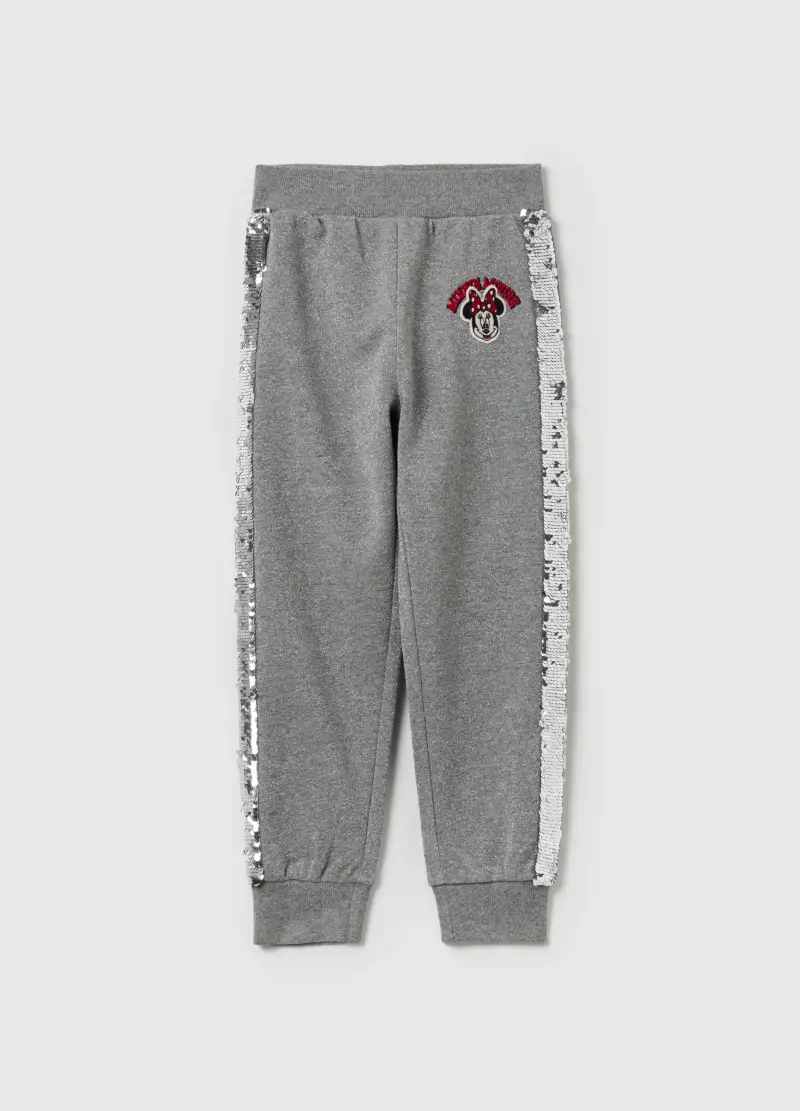 Joggers Con Lurex E Paillettes Minnie, Bambina, Grigio