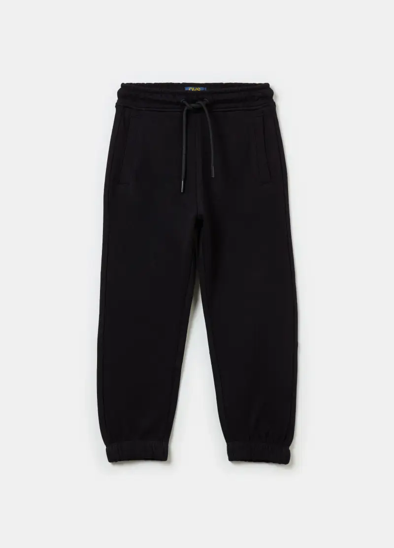 Joggers Essential In Cotone Con Coulisse, Bambino, Nero