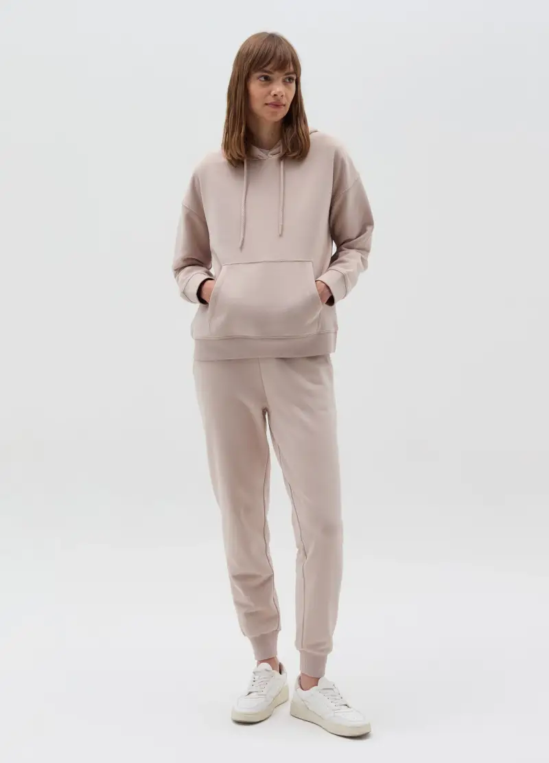 Joggers Essential In Felpa Con Coulisse, Donna, Beige