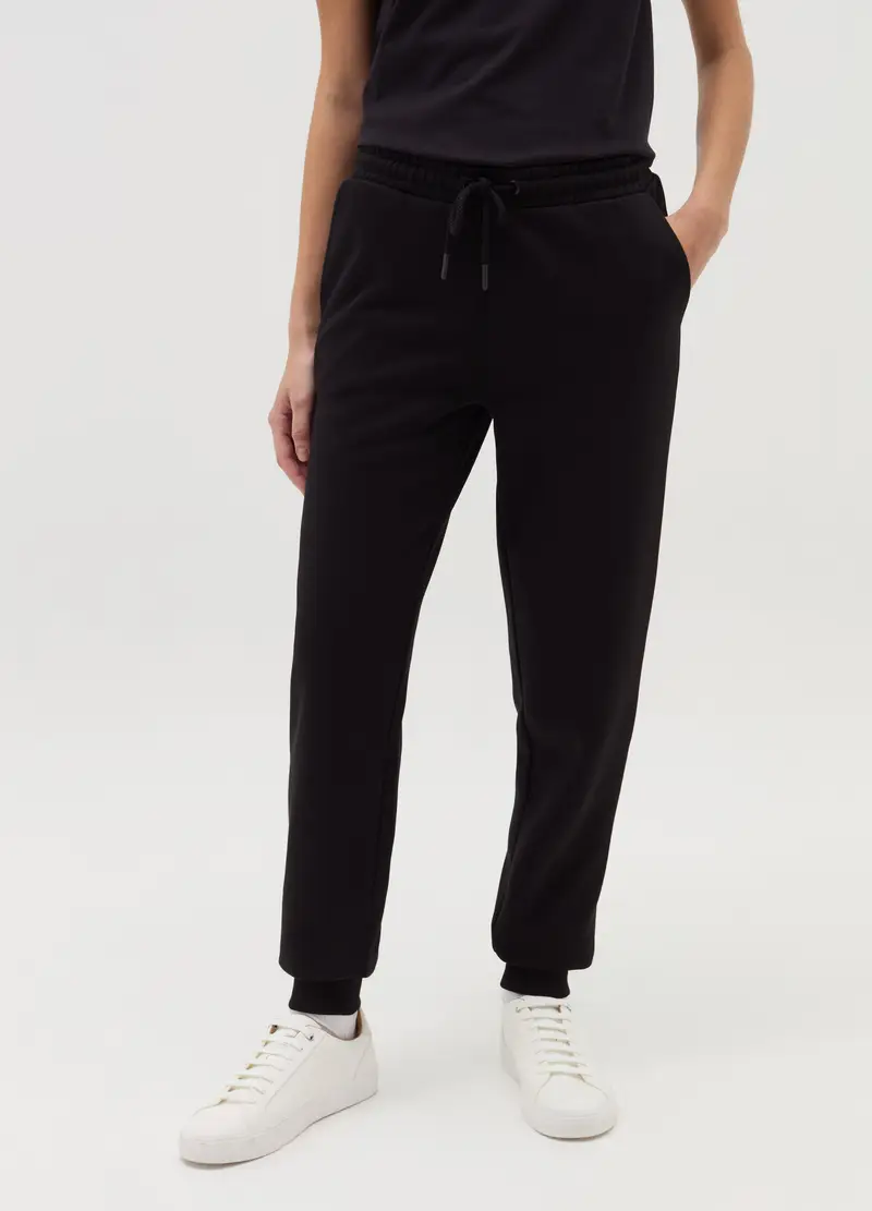 Joggers Essential In Felpa Con Coulisse, Donna, Nero miniatura 2