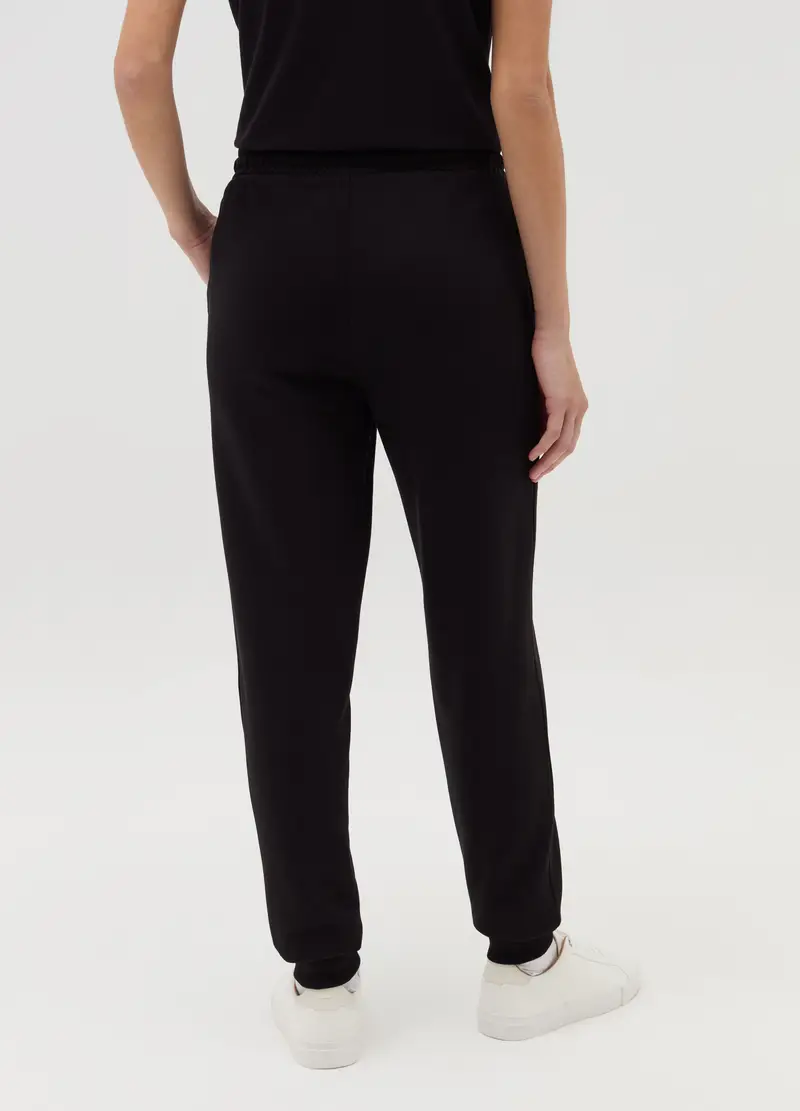 Joggers Essential In Felpa Con Coulisse, Donna, Nero miniatura 3