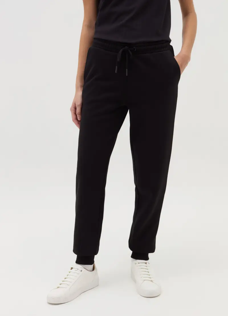 Joggers Essential In Felpa Con Coulisse, Donna, Nero miniatura 2