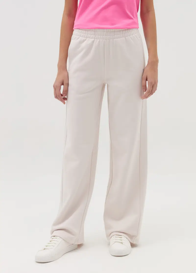 Joggers Essential Relaxed Fit In Felpa, Donna, Bianco miniatura 2