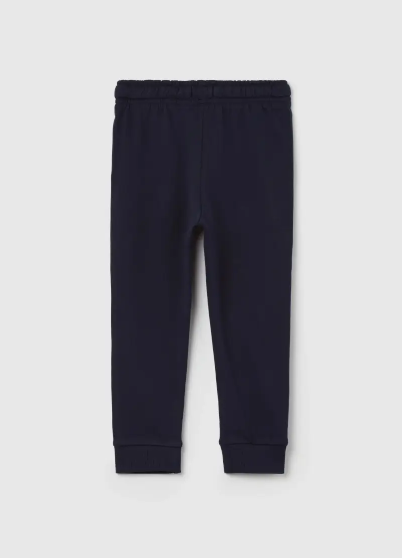 Joggers In Cotone Bio Con Coulisse E Stampa, Bambino, Blu miniatura 2