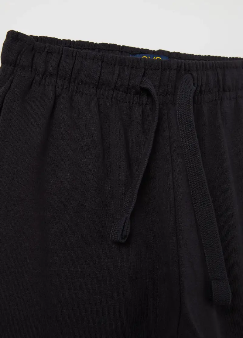 Joggers In Cotone Bio Con Coulisse E Stampa, Bambino, Nero miniatura 3