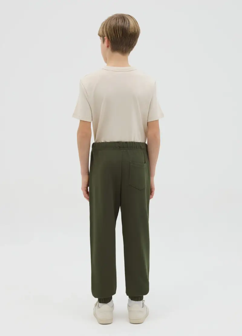 Joggers In Cotone Con Coulisse, Bambino, Verde miniatura 3