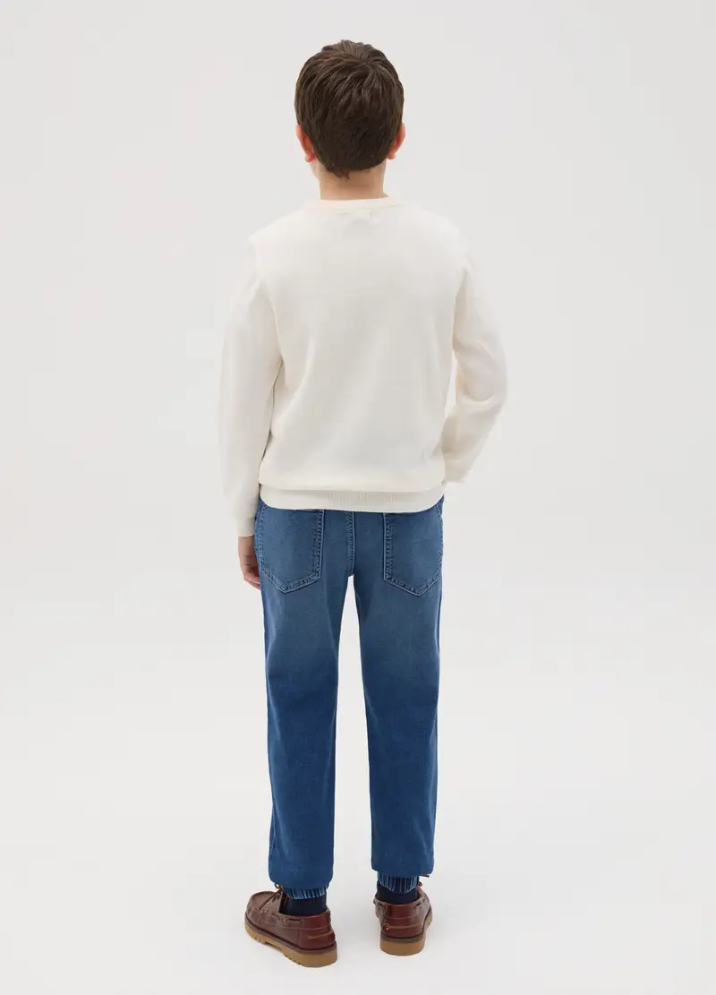 OVS, Joggers In Denim Con Coulisse, Bambino, Denim, Taglia: 10-11 miniatura 2