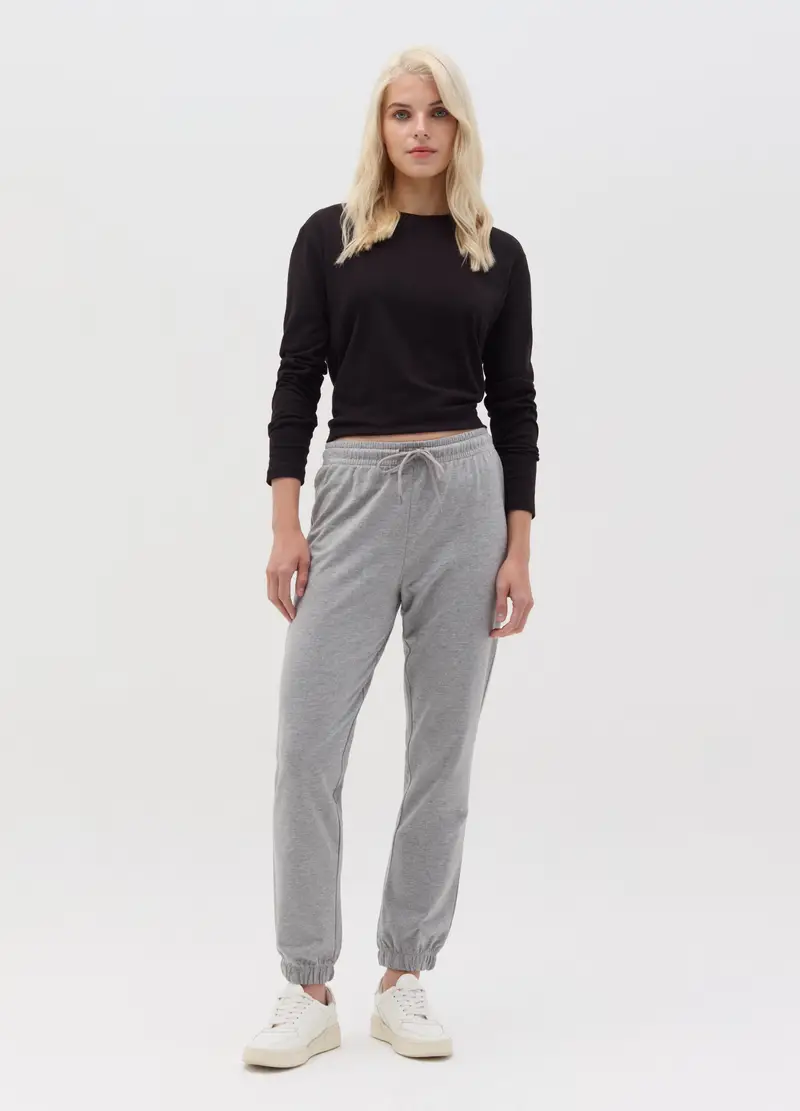 Joggers In Felpa Con Coulisse, Donna, Grigio