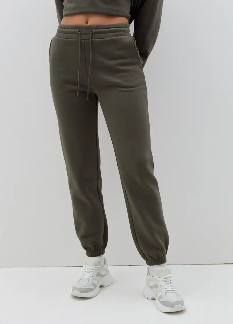 Joggers In Felpa Con Coulisse, Donna, Verde miniatura 2