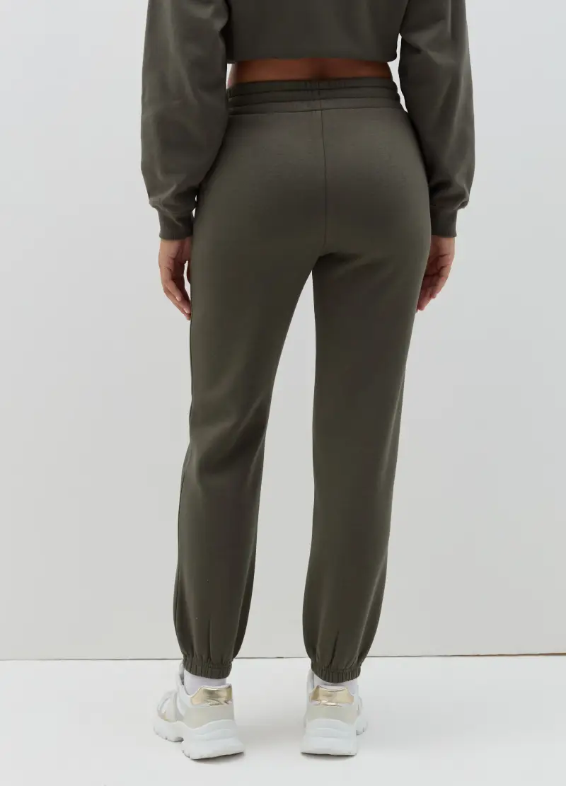 Joggers In Felpa Con Coulisse, Donna, Verde miniatura 3