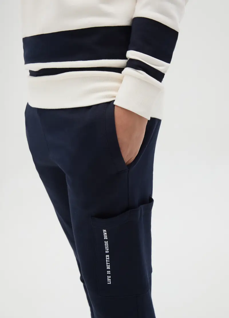 Joggers In Felpa Con Coulisse E Stampa, Bambino, Blu miniatura 2