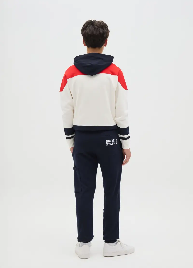 Joggers In Felpa Con Coulisse E Stampa, Bambino, Blu miniatura 3