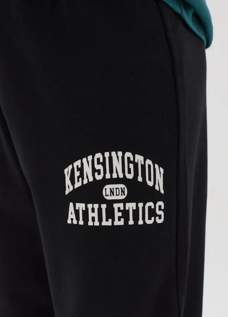 Joggers In Felpa Con Coulisse E Stampa, Bambino, Nero miniatura 2