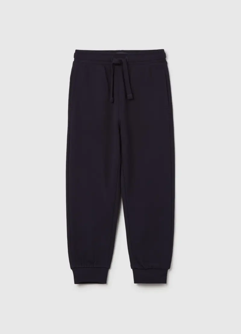 Joggers In Felpa Con Coulisse E Tasche, Bambino, Blu