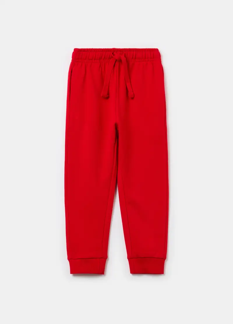 Joggers In Felpa Con Coulisse E Tasche, Bambino, Rosso