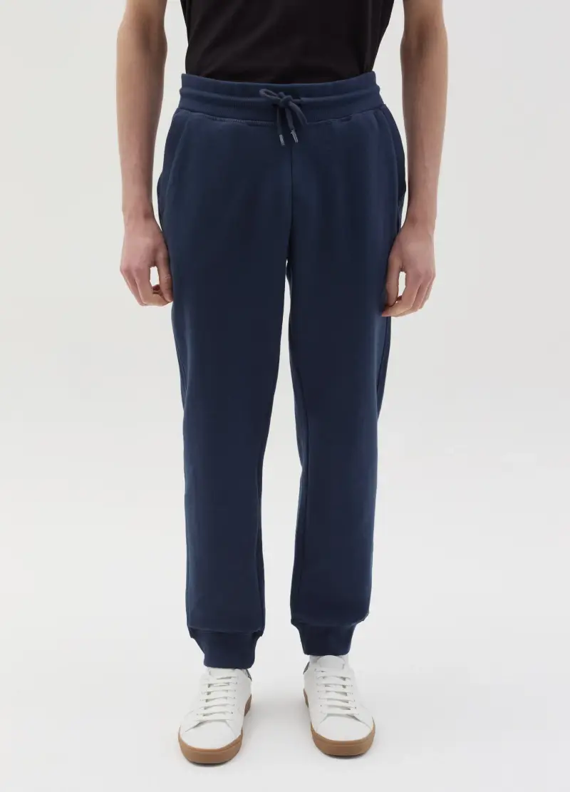 Joggers In Felpa Con Coulisse E Tasche, Uomo, Blu miniatura 2