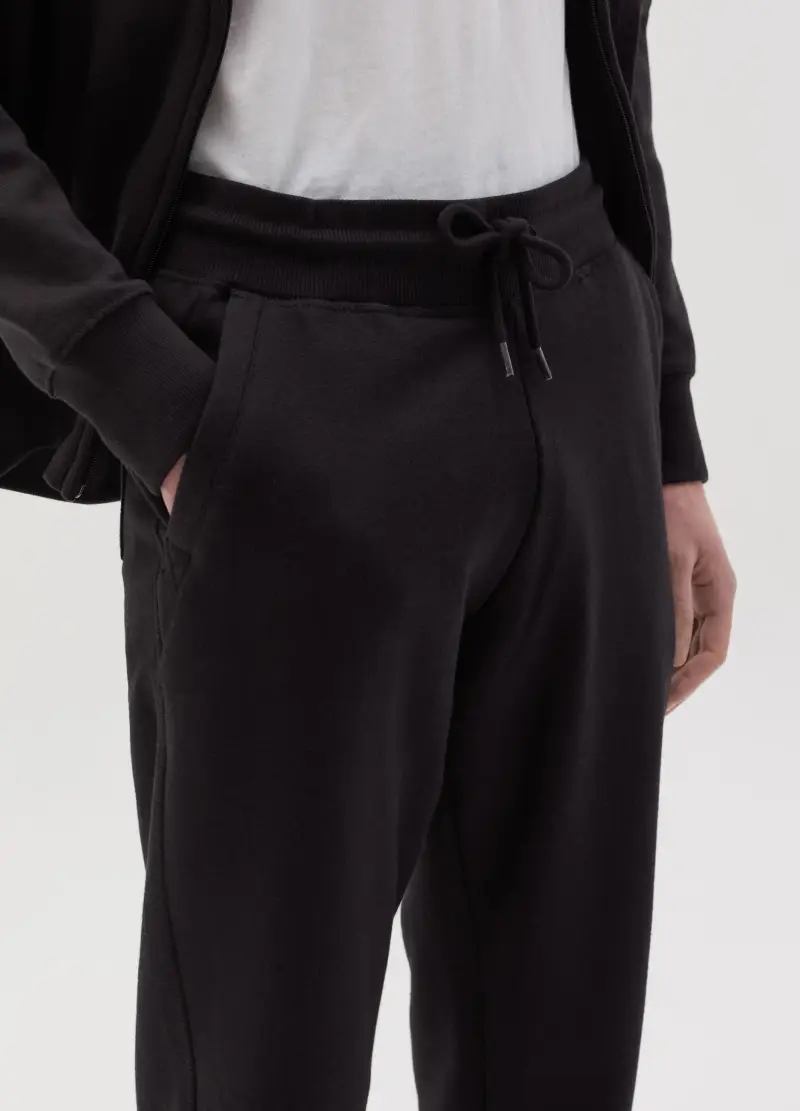 Joggers In Felpa Con Coulisse E Tasche, Uomo, Nero miniatura 3