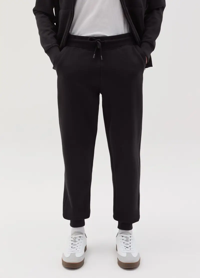 Joggers In Felpa Con Coulisse E Tasche, Uomo, Nero miniatura 2