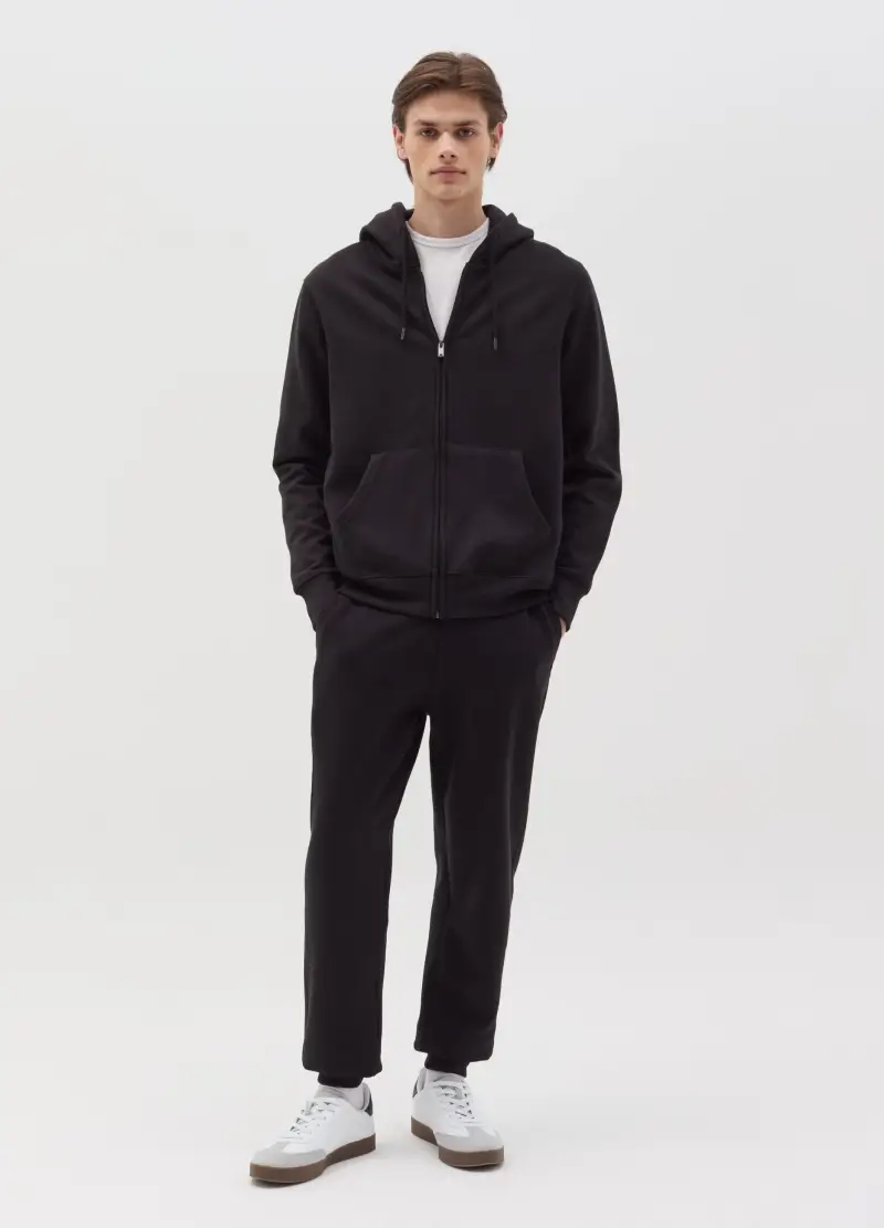 Joggers In Felpa Con Coulisse E Tasche, Uomo, Nero