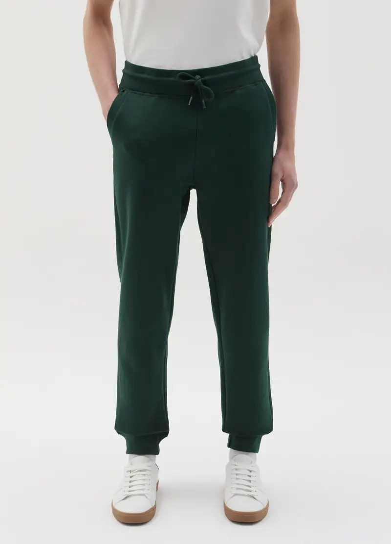 Joggers In Felpa Con Coulisse E Tasche, Uomo, Verde miniatura 2