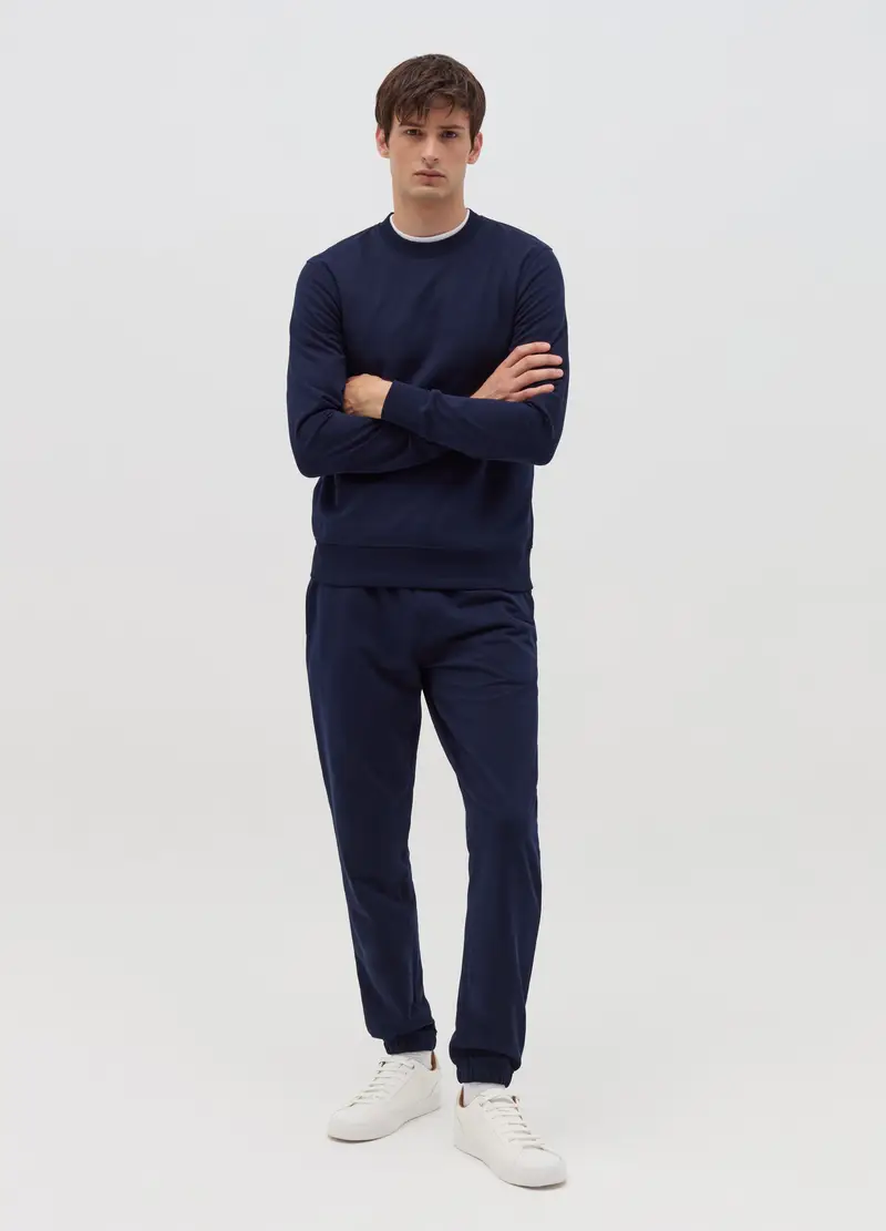 Joggers In Felpa Con Coulisse, Uomo, Blu