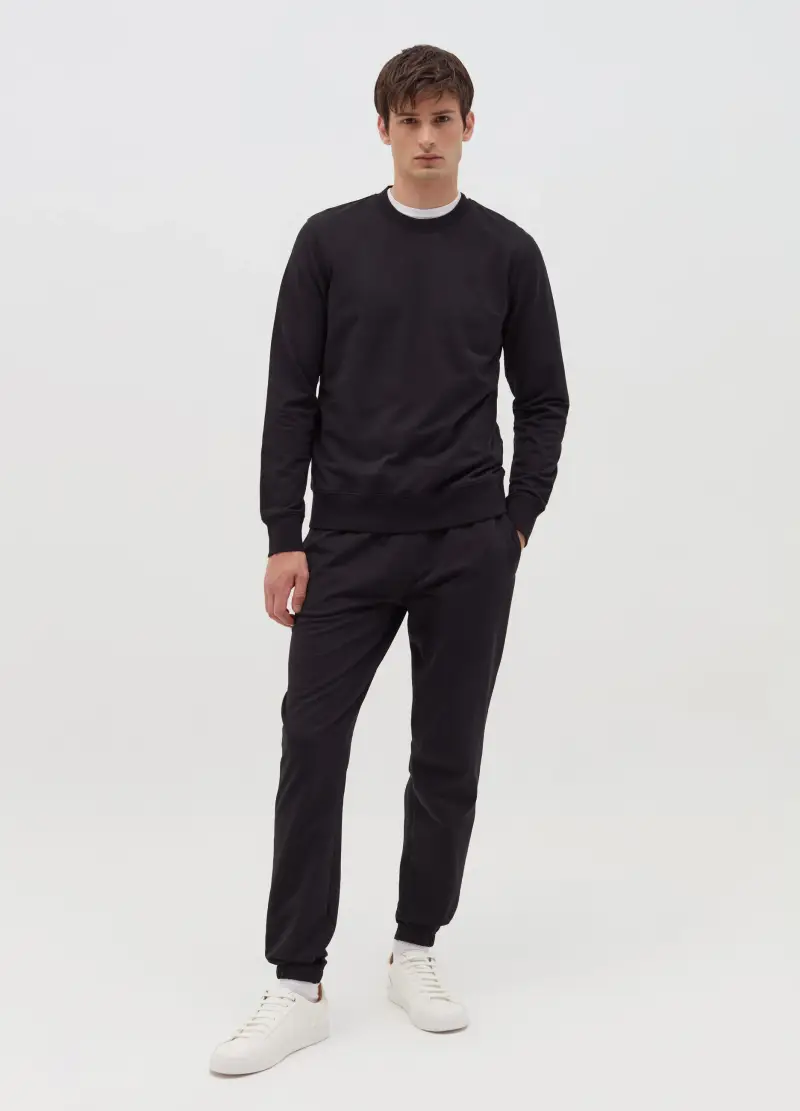 Joggers In Felpa Con Coulisse, Uomo, Nero