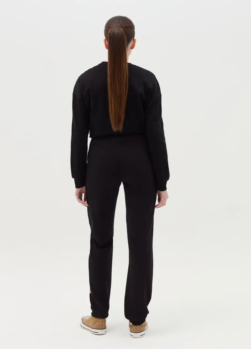 Joggers In Felpa Profili Elasticati E Stampa, Bambina, Nero miniatura 2