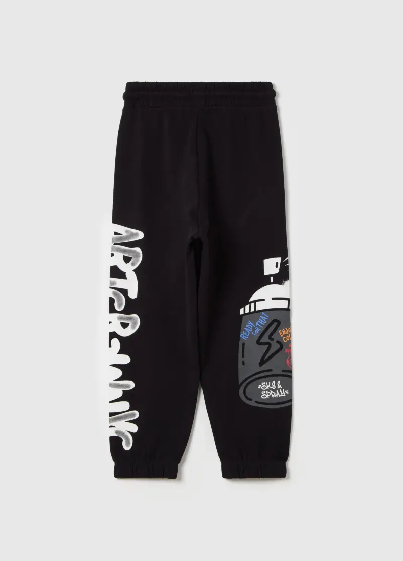 Joggers In Felpa Stampa "worldwide Music Tour", Bambino, Nero miniatura 2