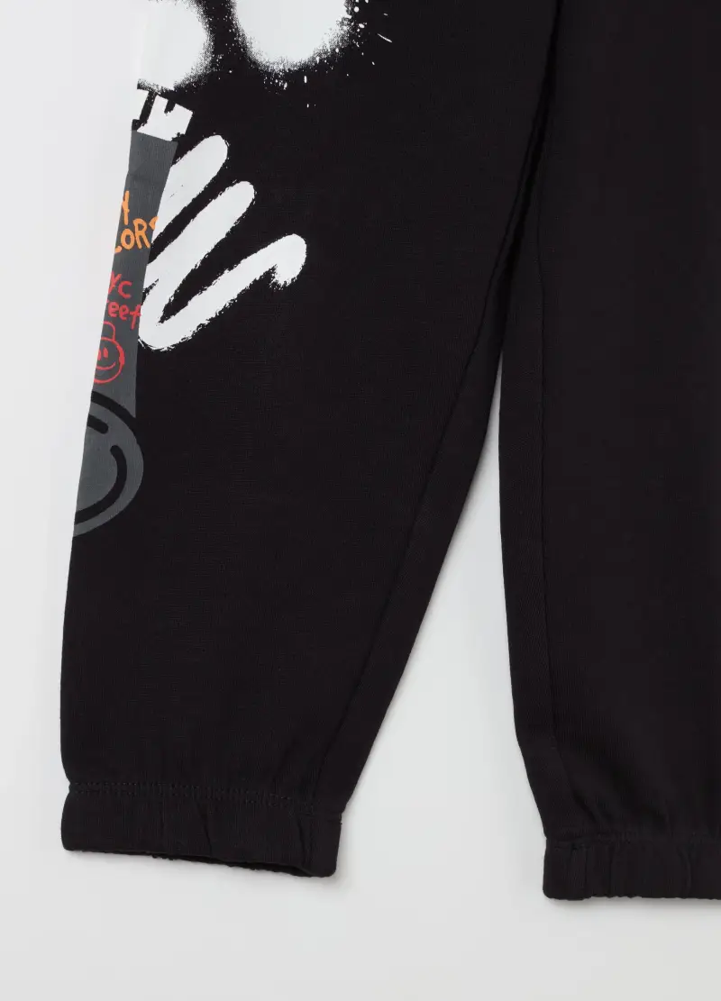 Joggers In Felpa Stampa "worldwide Music Tour", Bambino, Nero miniatura 3