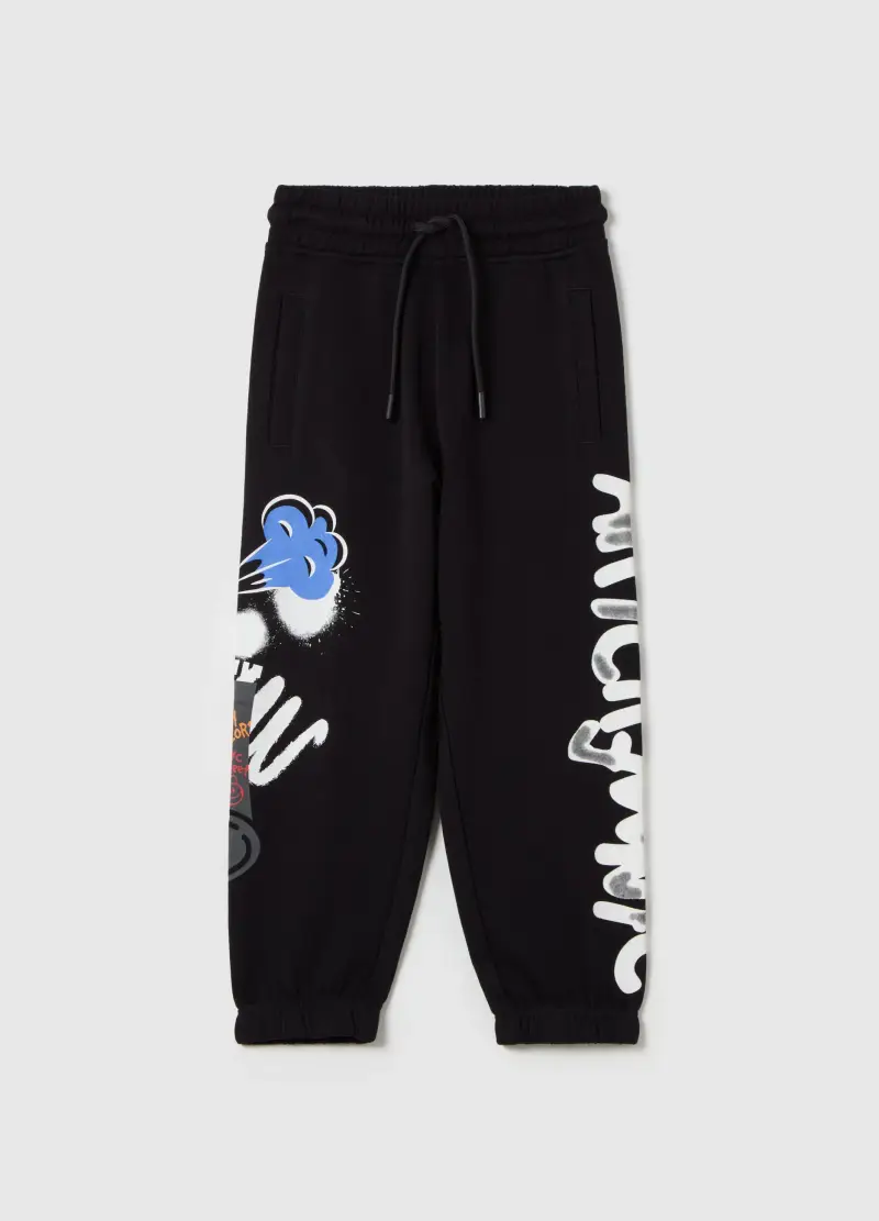 Joggers In Felpa Stampa "worldwide Music Tour", Bambino, Nero