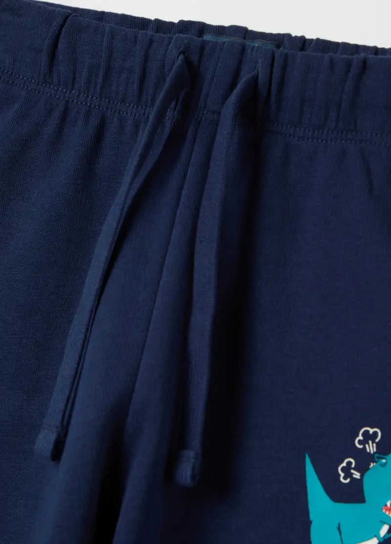Joggers In French Terry Con Coulisse E Stampa, Bambino, Blu miniatura 3