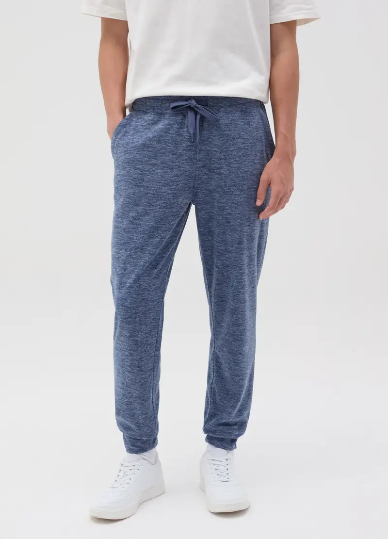 Joggers In Pile Con Coulisse, Uomo, Blu miniatura 2