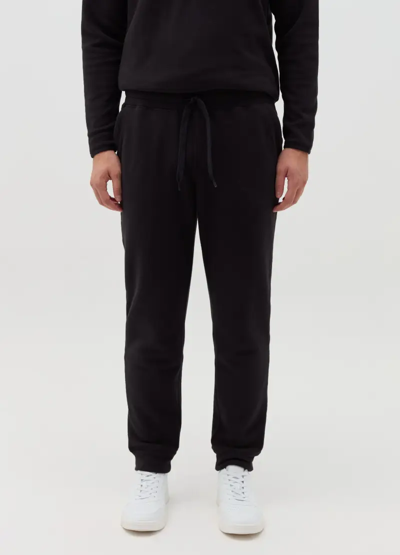 Joggers In Pile Con Coulisse, Uomo, Nero miniatura 2