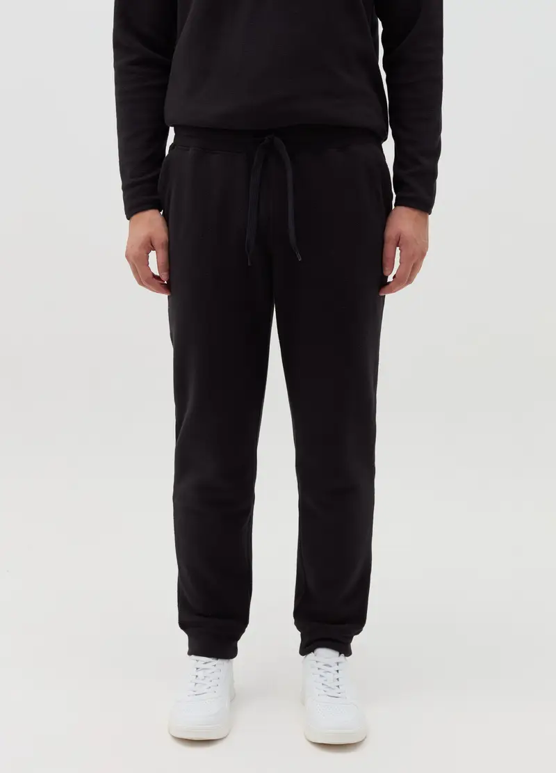 Joggers In Pile Con Coulisse, Uomo, Nero miniatura 2