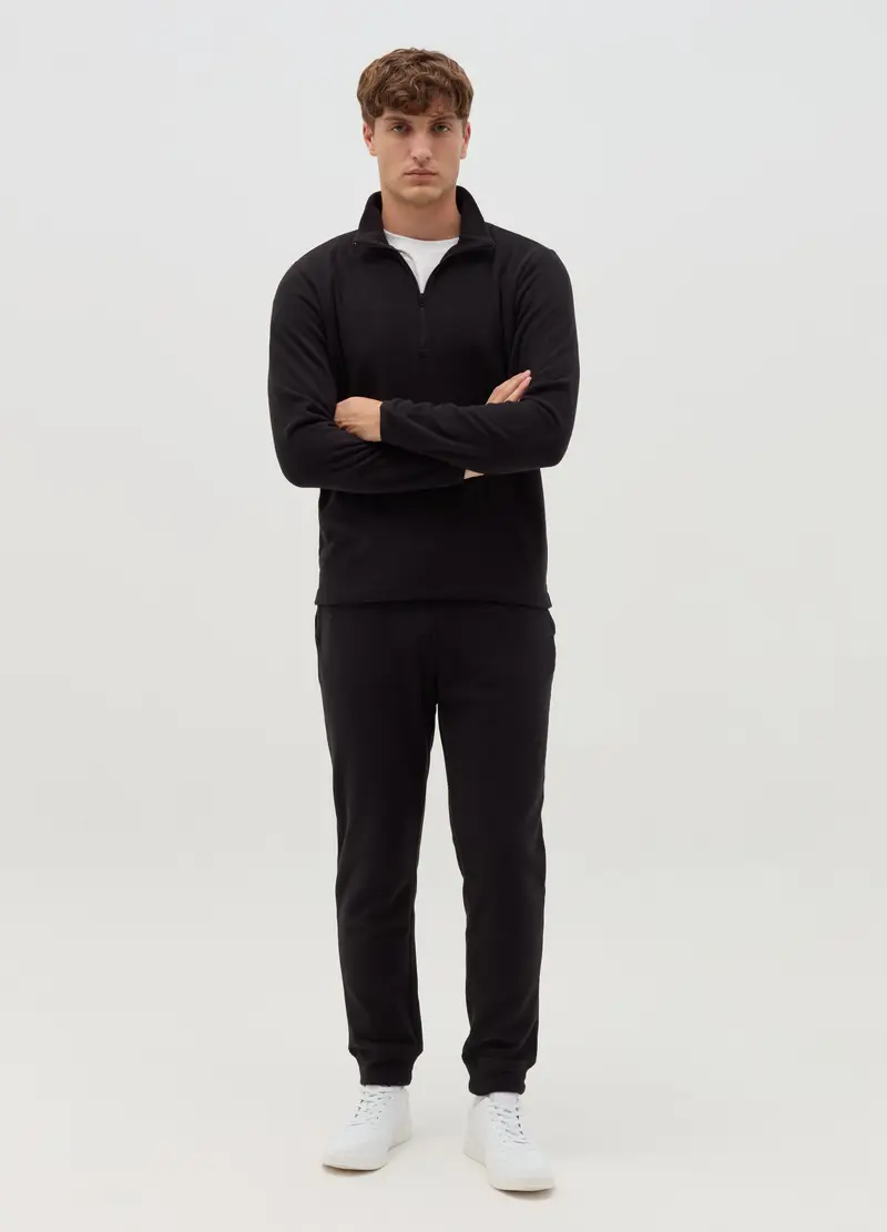 Joggers In Pile Con Coulisse, Uomo, Nero