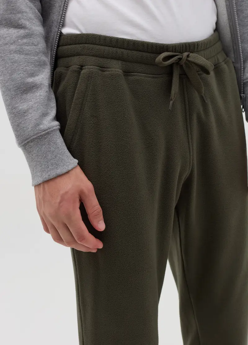 Joggers In Pile Con Coulisse, Uomo, Verde miniatura 3