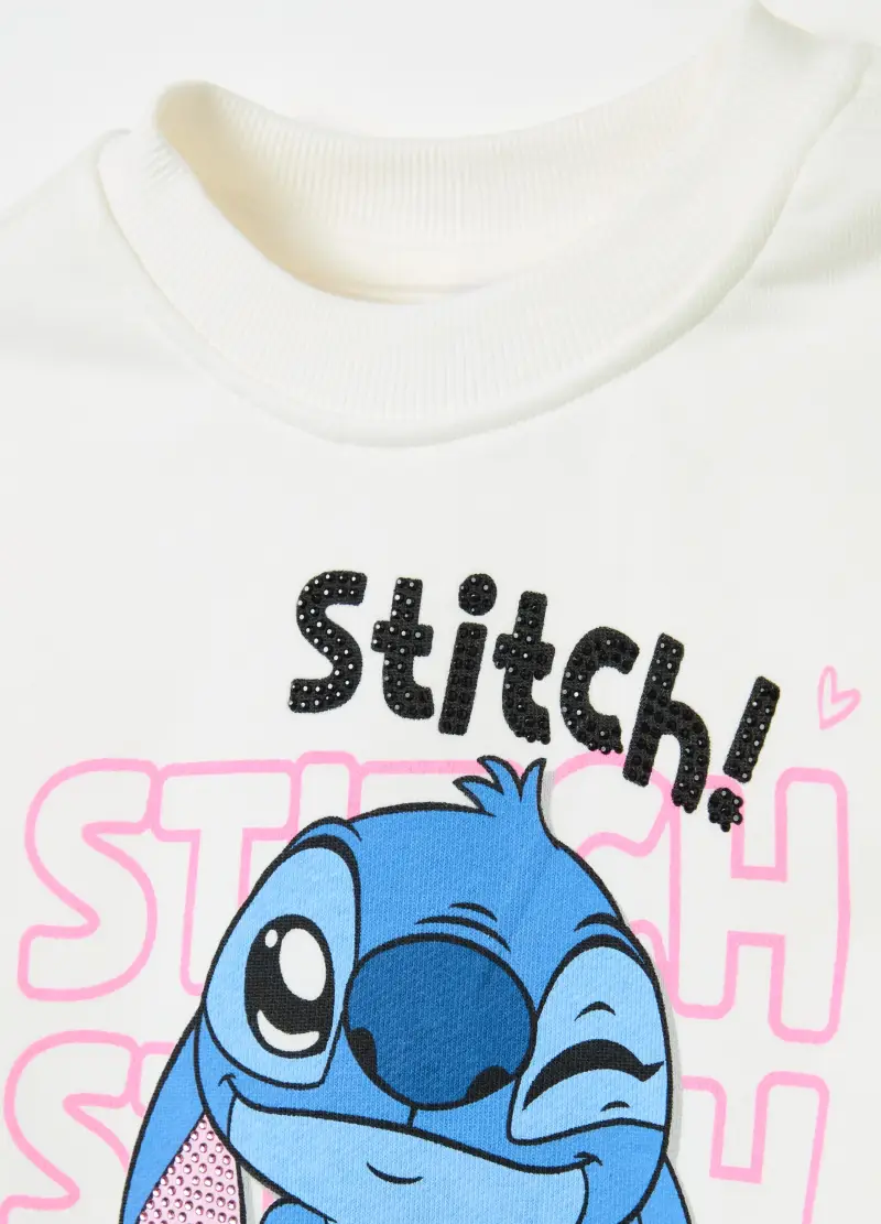 Jogging Set Con Strass E Stampa Stitch, Bambina, Multicolor miniatura 3