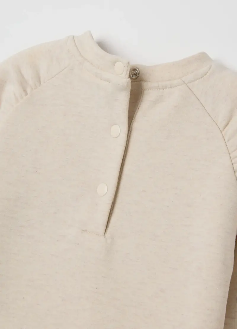 Jogging Set Da Bambina In Cotone Elasticizzato Beige E Rosa, Beige miniatura 3