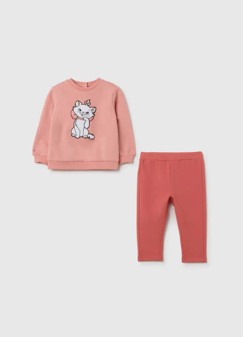 Jogging Set Da Bambina In Cotone Elasticizzato Rosa, Rosa