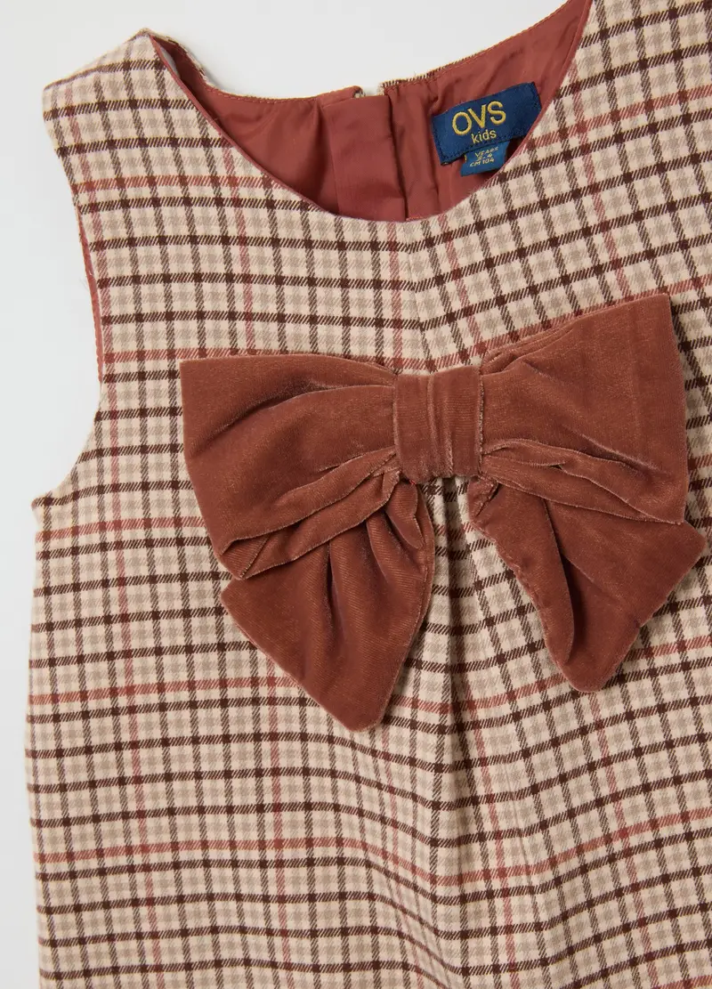Abito A Quadri Multicolor Da Bambina Regular Fit Con Fiocco, Multicolor miniatura 3