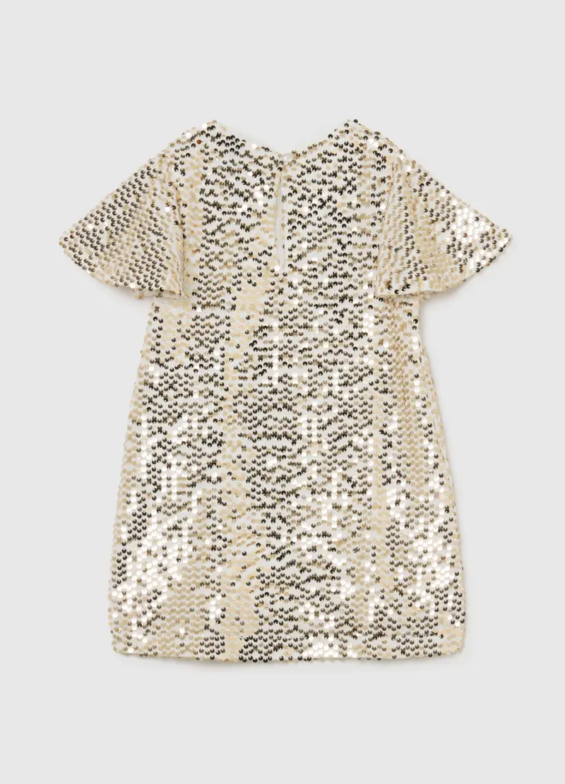 Abito Beige Da Bambina Regular Fit Con Paillettes, Beige miniatura 3