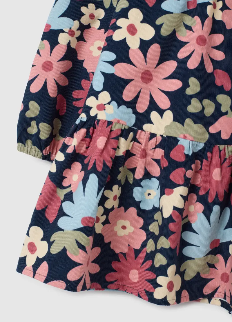 Abito Da Bambina A Fiori Multicolor In Puro Cotone Regular Fit, Multicolor miniatura 3