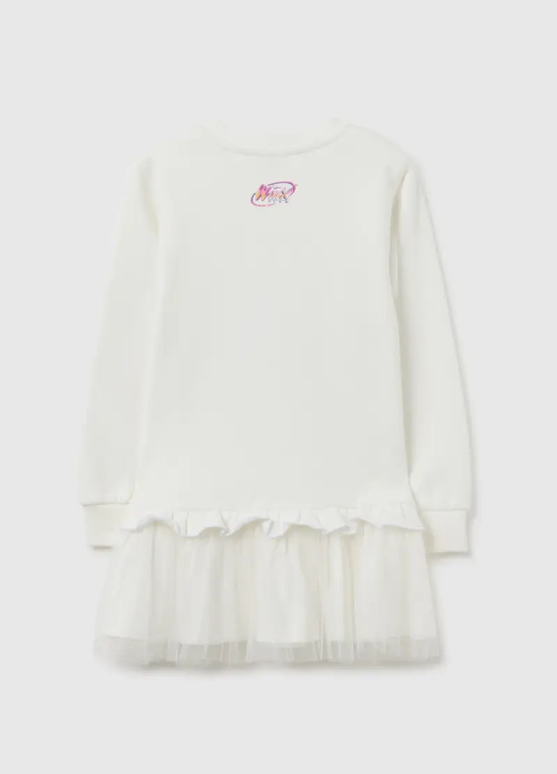 Abito Da Bambina In Misto Cotone Bianco Regular Fit Con Stampa Winx, Bianco miniatura 2