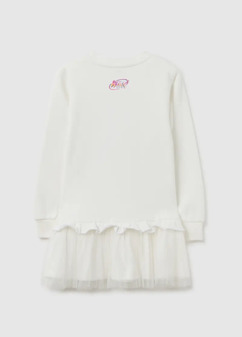 Abito Da Bambina In Misto Cotone Bianco Regular Fit Con Stampa Winx, Bianco miniatura 2