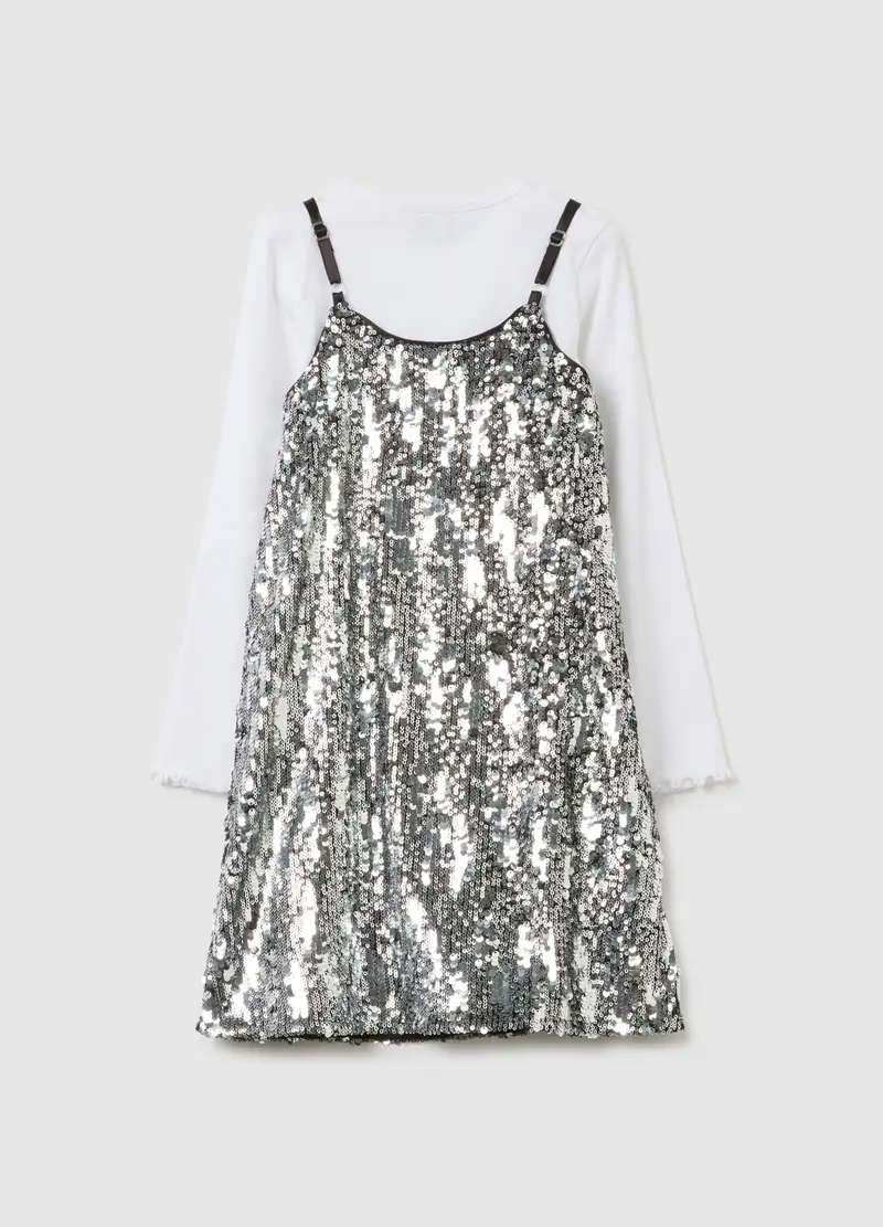 Abito Da Bambina Multicolor Regular Fit Con Paillettes, Multicolor miniatura 2